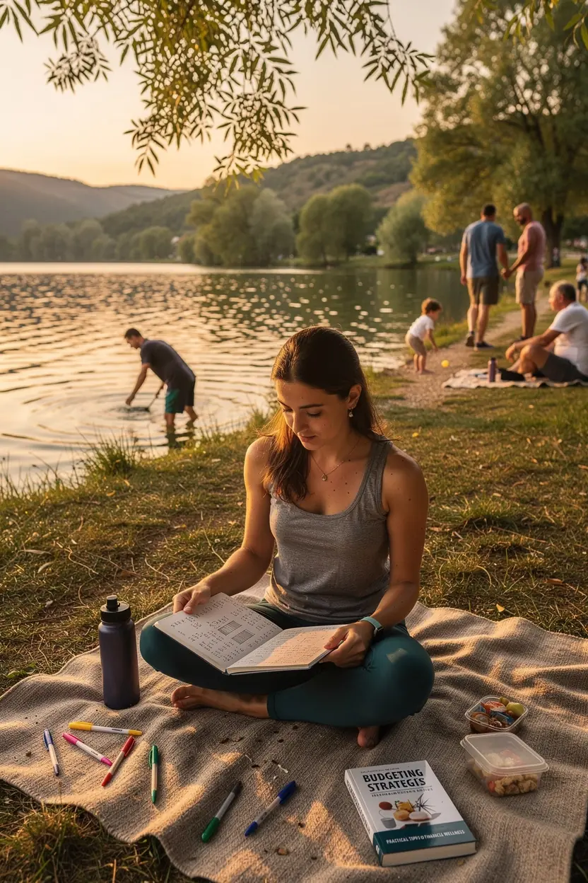 Családi költségvetés tervezése papíralapú jegyzetekkel.
